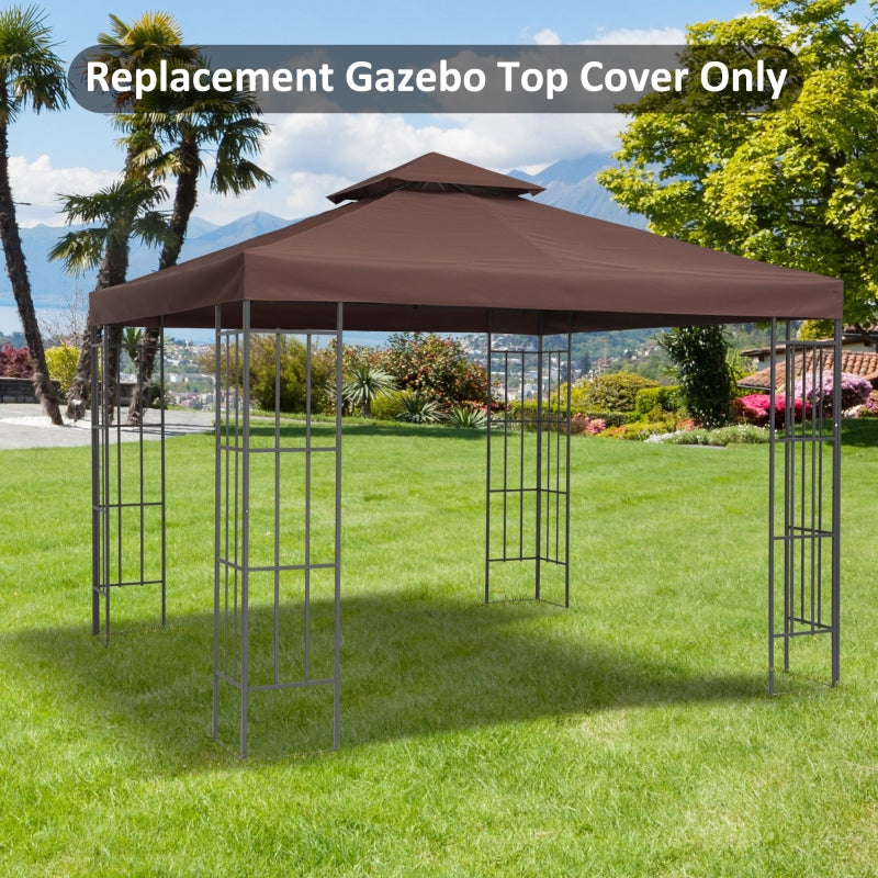 Outsunny 3 x 3(m) Gazebo Replacement Canopies Replacement Cover Spare Part Coffee (TOP ONLY)