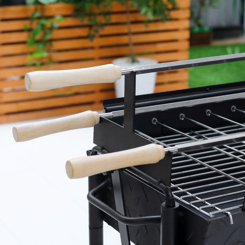 Outsunny Charcoal Trolley BBQ Garden Outdoor Barbecue Cooking Grill High Temperature Powder Wheel 85x36x90cm New