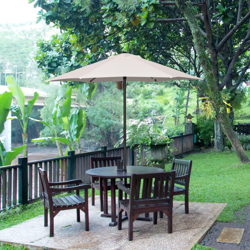 Outsunny 2m Patio Parasols Umbrellas, Outdoor Sun Shade with 6 Sturdy Ribs for Balcony, Bench, Garden, Cream White