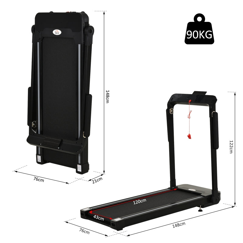 HOMCOM 600W Foldable Steel Motorised Treadmill Black