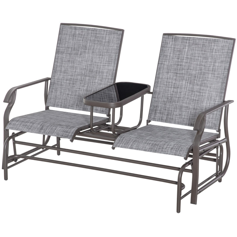 Outsunny Metal Double Swing Chair Glider Rocking Chair Seat Outdoor Seater Garden Furniture Patio Porch With Table