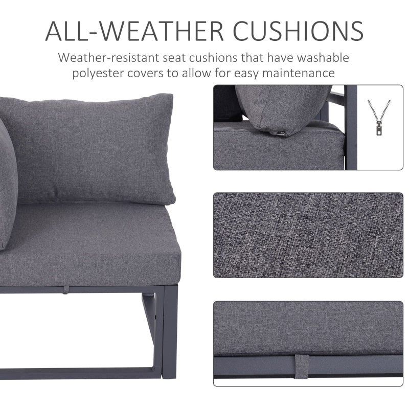 Outsunny 6Pcs Outdoor Sectional Sofa Set Conversation Aluminum Frame w/ Cushion