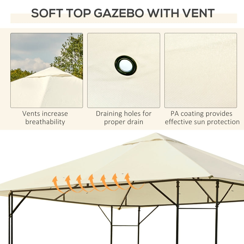 Outsunny 3 x 3 m Garden Metal Gazebo for Party and BBQ w/ Water-resistant PE Canopy Top, Cream