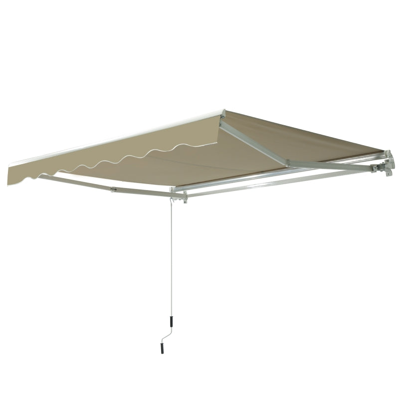 Outsunny 2.5x2 m Manual Retractable Awning-Beige Canopy/White Frame