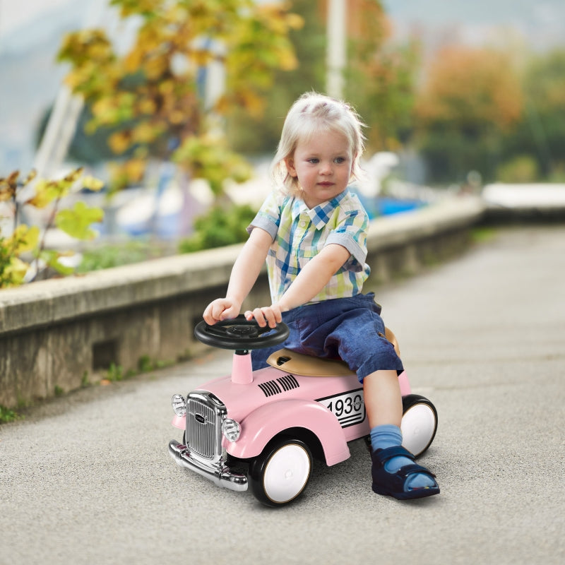 AIYAPLAY Foot To Floor Slider for Toddlers with Under Seat Storage Ride on Sliding Car with Horn Aged 12-36 Months Pink