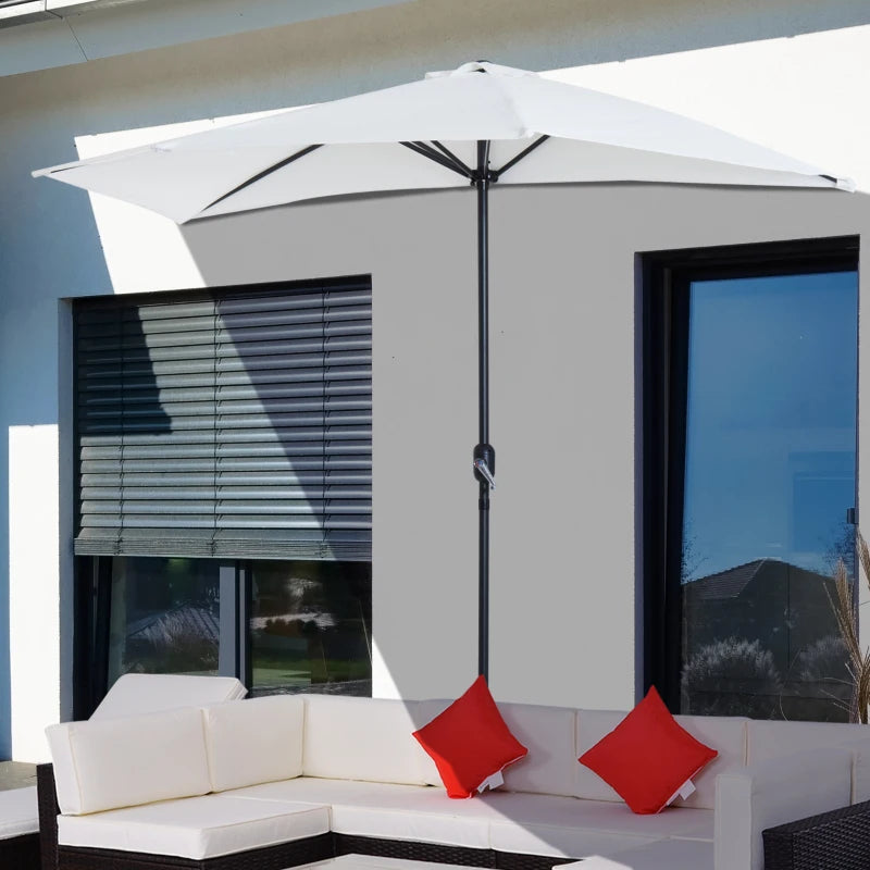 Outsunny 3 m Half Round Umbrella Parasol-White