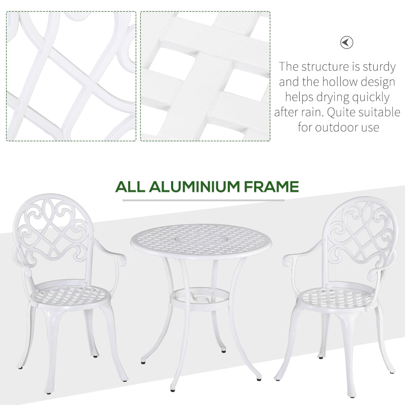 Outsunny 3PCs Garden Table Set Bistro Set Round Table and 2 Chairs for Outdoor Indoor Patio Balcony Aluminium