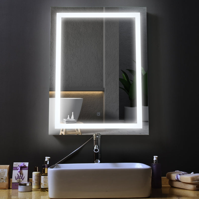 kleankin Glass LED Illuminated Anti-Fog Bathroom Wall Mirror