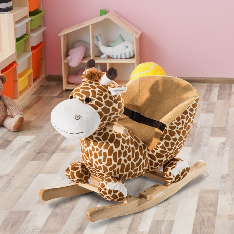 HOMCOM Kids Rocking Horse Toys Giraffe Seat w/ Sound Toddlers Baby Toy-Giraffe