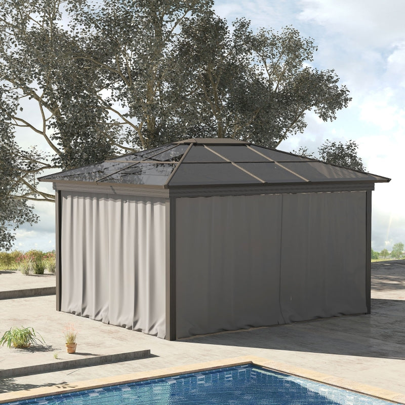 Outsunny 3 x 3(m) Universal Gazebo Sidewall Set with 4 Panels, Hooks/C-Rings Included for Pergolas & Cabanas, Light Grey