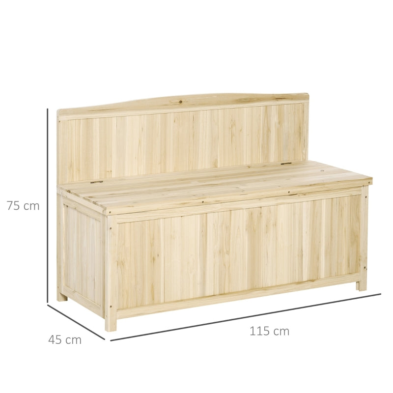 Outsunny Garden Arch Wood Bench Outdoor Storage Box Garden Furniture Chair 115L x 45W x 75Hcm