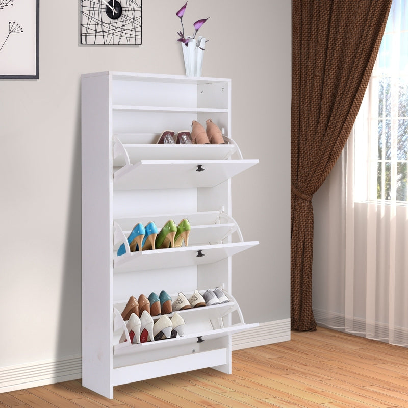 HOMCOM Shoe Storage Cabinet With 3 Drawers, Chipboard-White