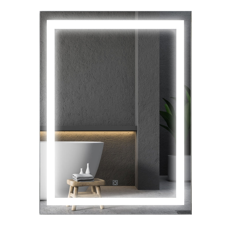 kleankin Glass LED Illuminated Anti-Fog Bathroom Wall Mirror