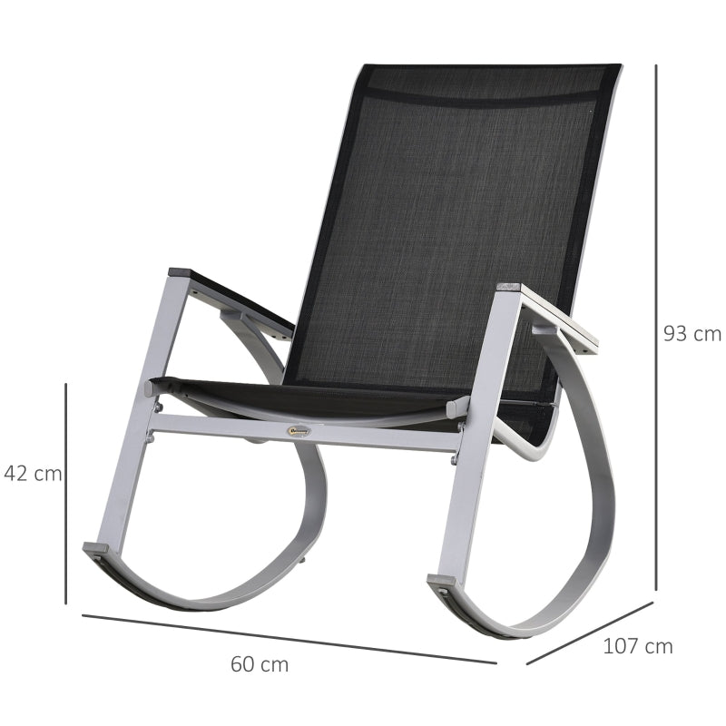 Outsunny Rocking Chair Sun Lounger Garden Seat Patio High Back Texteline Black