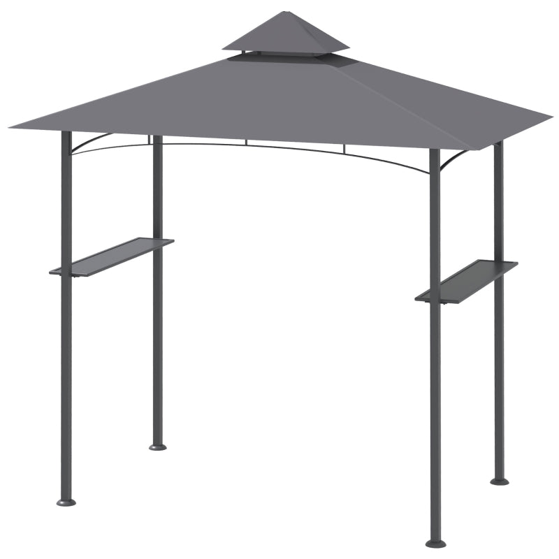 Outsunny 2.5M (8ft) New Double-Tier BBQ Gazebo Grill Canopy Barbecue Tent Shelter Patio Deck Cover - Grey