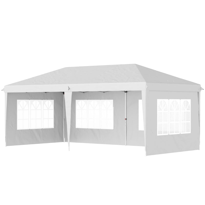 Outsunny 3 x 6m Pop Up Gazebo, Height Adjustable Marquee Party Tent with Sidewalls and Storage Bag, White