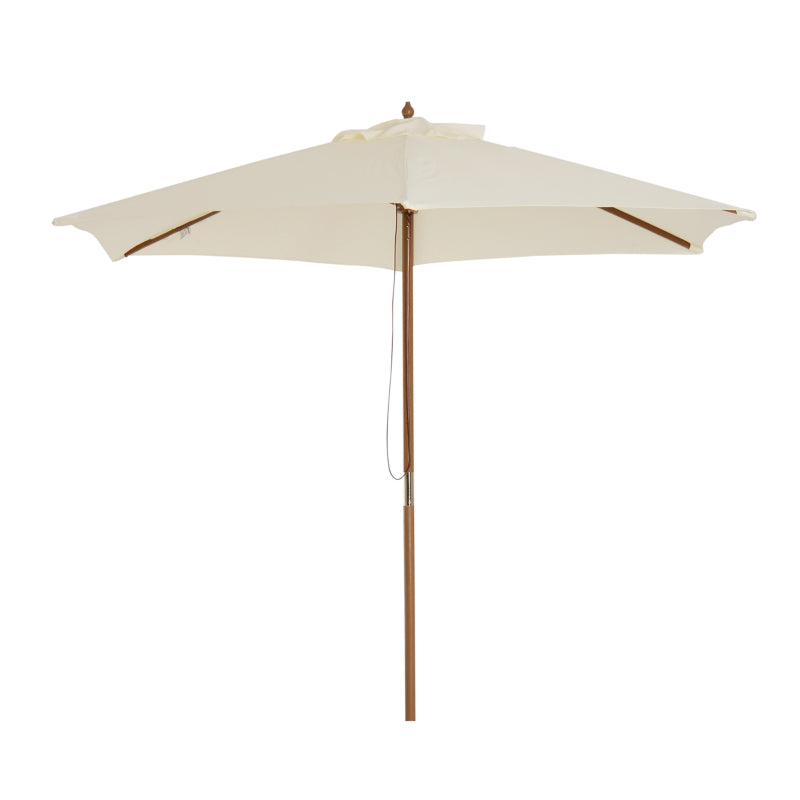 Outsunny 2.5m Wood Wooden Garden Parasol Sun Shade Patio Outdoor Umbrella Canopy New(Beige)