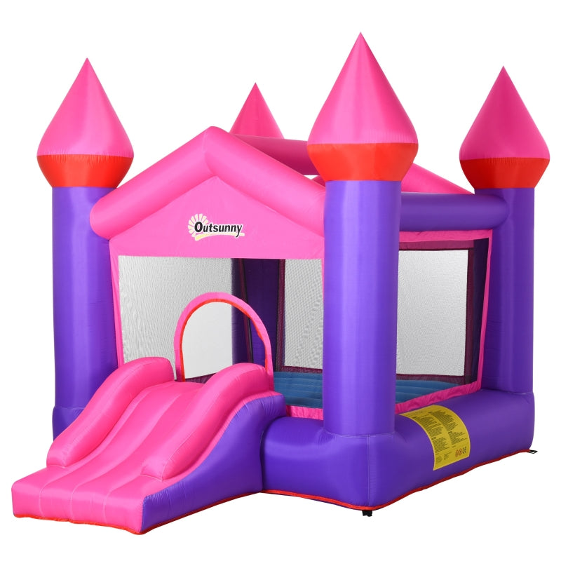 Outsunny Kids Bounce Castle House Inflatable Trampoline Slide 2 in 1 with Inflator for Kids Age 3-12 Multi-color 3.5 x 2.5 x 2.7m