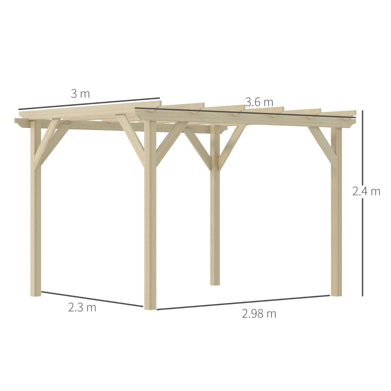 Outsunny 3.6 x 3(m) Wooden Garden Pergola Kit Decorative Outdoor Gazebo Shelter for Climbing Vines, Flowers, Natural