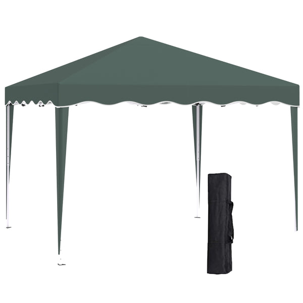 Outsunny 3x3(m) Pop Up Gazebo Canopy, Foldable Tent with Carry Bag, Adjustable Height, Wave Edge, Garden Outdoor Party Tent, Green