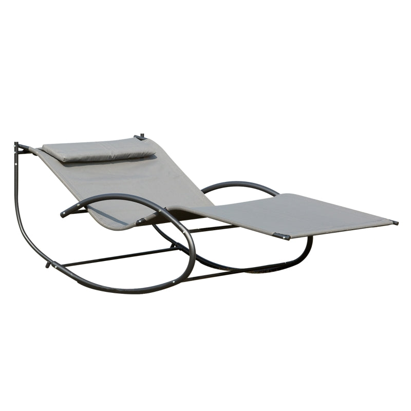 Outsunny Hanging Chair Double Hammock Chair Sun Lounger Outdoor Patio Garden Swing Rock Seat Grey