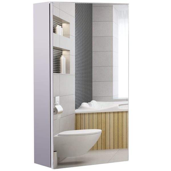 HOMCOM Stainless Steel Wall-mounted Bathroom Mirror Storage Cabinet 300mm (W)