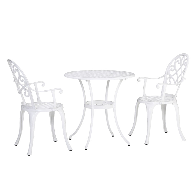 Outsunny 3PCs Garden Table Set Bistro Set Round Table and 2 Chairs for Outdoor Indoor Patio Balcony Aluminium