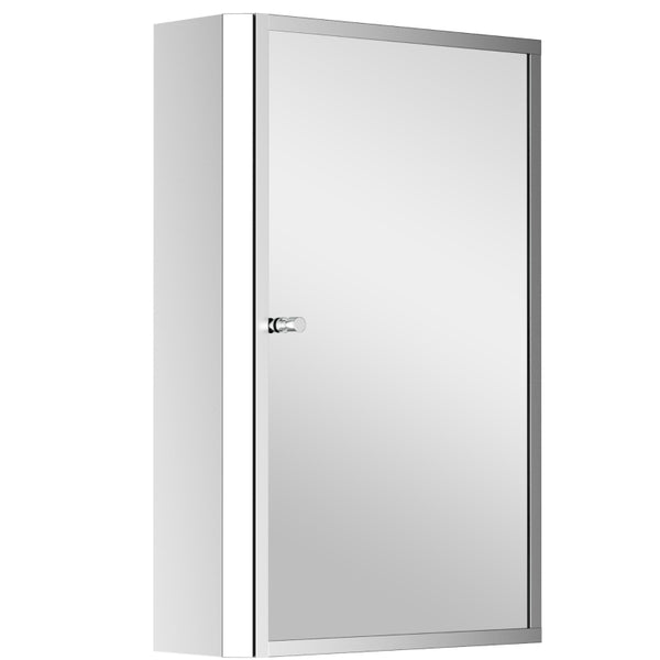 HOMCOM 60L X 40W X 13T cm Stainless Steel Wall Mirror Cabinet-Silver