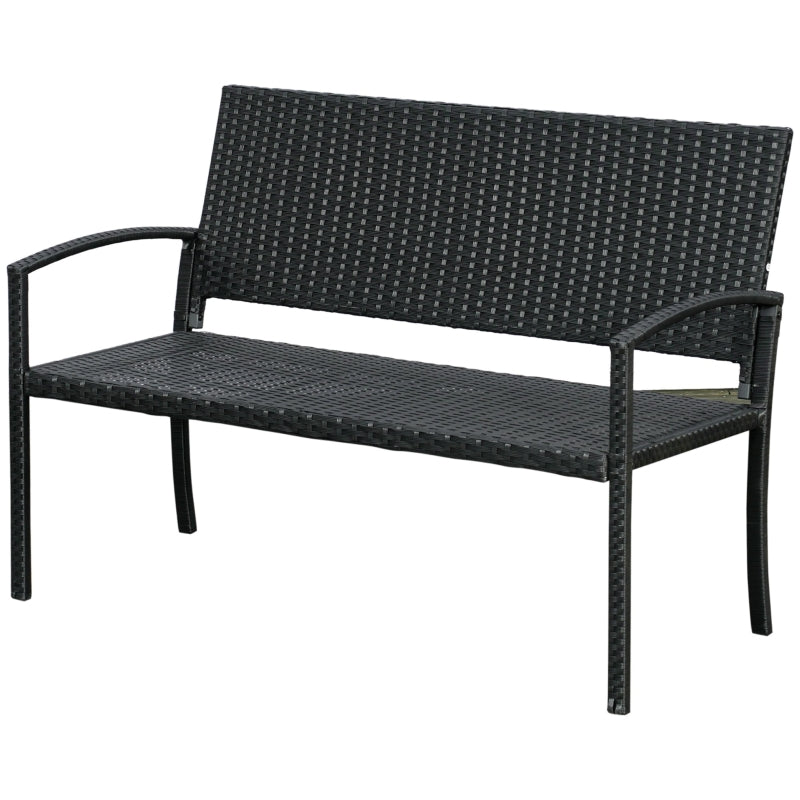 Outsunny Rattan Chair 2-Seater Loveseat-Black