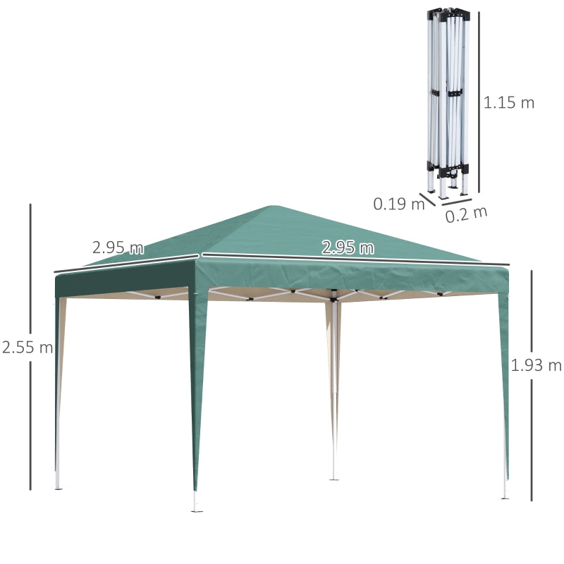 Outsunny 3 x 3 meter Garden Heavy Duty Canopy Rentals Marquee Party Tent Folding Wedding Canopy-Green