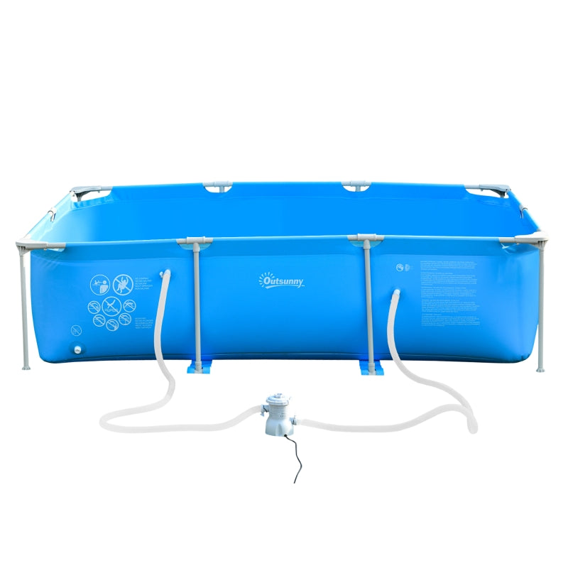 Steel Frame Pool with Filter Pump and Filter Cartridge Rust and Reinforced Sidewalls Resistant Above Ground Pool Blue 315 x 225 x 75cm by Outsunny