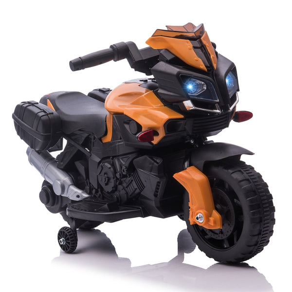 HOMCOM Kids Electric Pedal Motorcycle Ride-On Toy Battery Powered Rechargeable 6V Realistic Sounds 3 km/h Max Speed for Girls Boy 18-48 months Orange