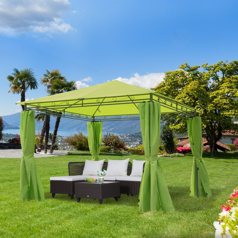 Outsunny 3m x3m Garden Metal Gazebo-Lemon Green