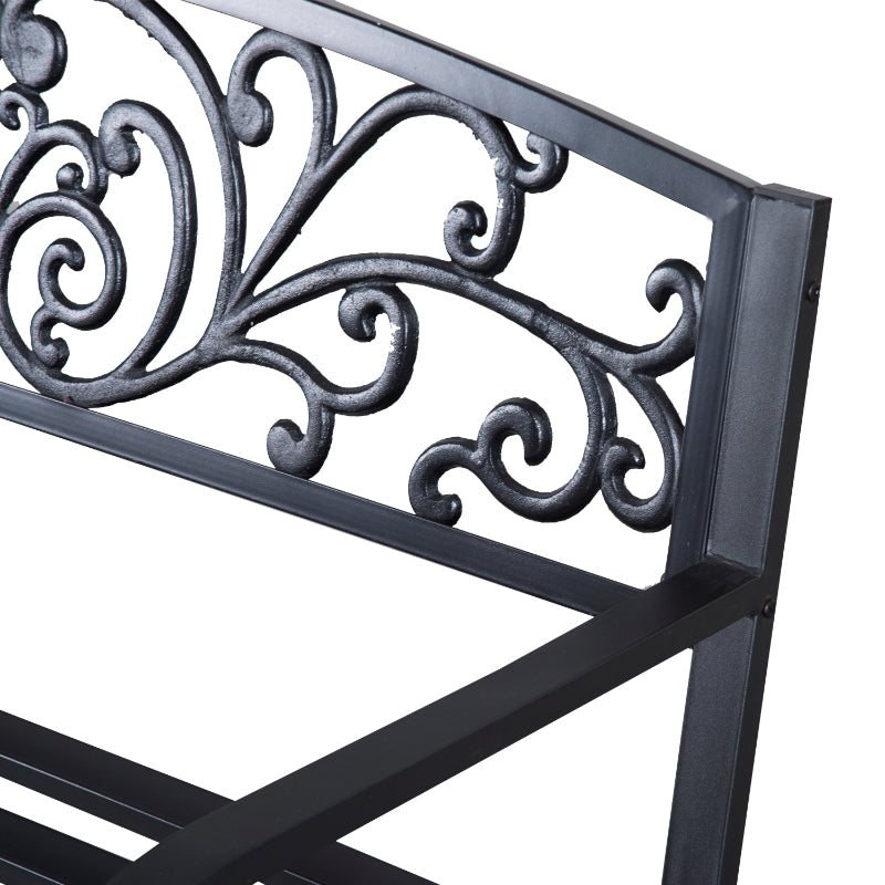 Outsunny 2 Seater Metal Garden Park Bench Porch Outdoor Furniture Patio Chair Seat Black