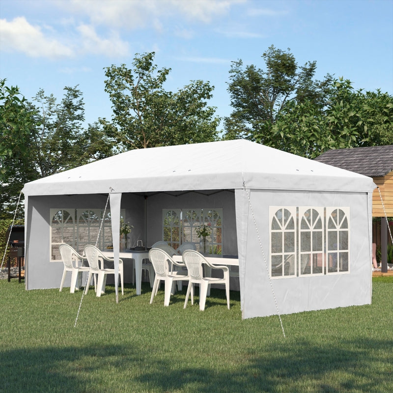 Outsunny 3 x 6m Pop Up Gazebo, Height Adjustable Marquee Party Tent with Sidewalls and Storage Bag, White