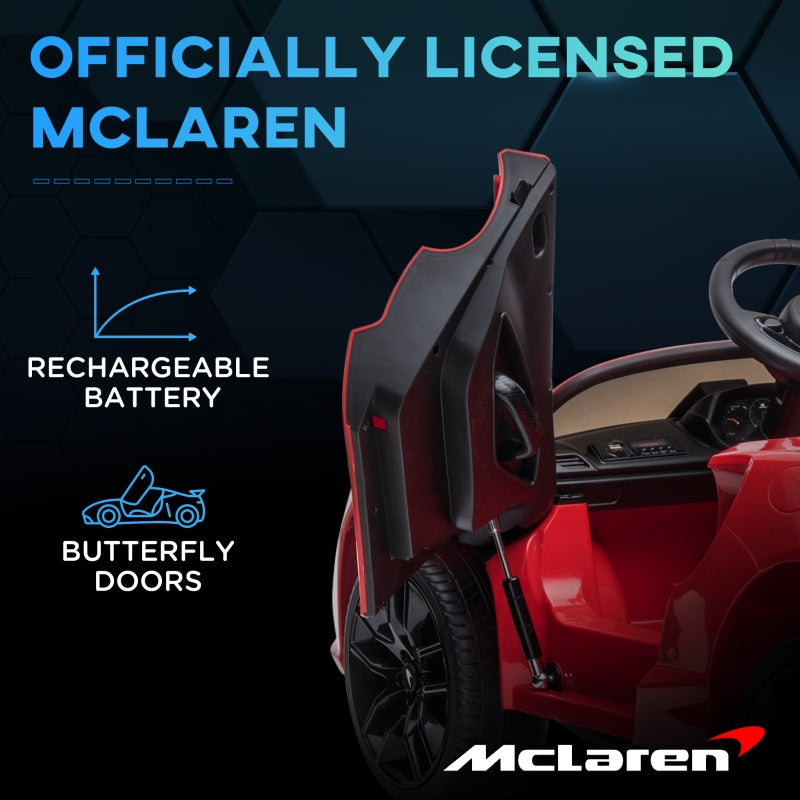 HOMCOM Mclaren Licensed Kids Electric Ride on Car with Butterfly Doors, 12V Powered Electric Car with Remote Control, Horn, Headlights, MP3