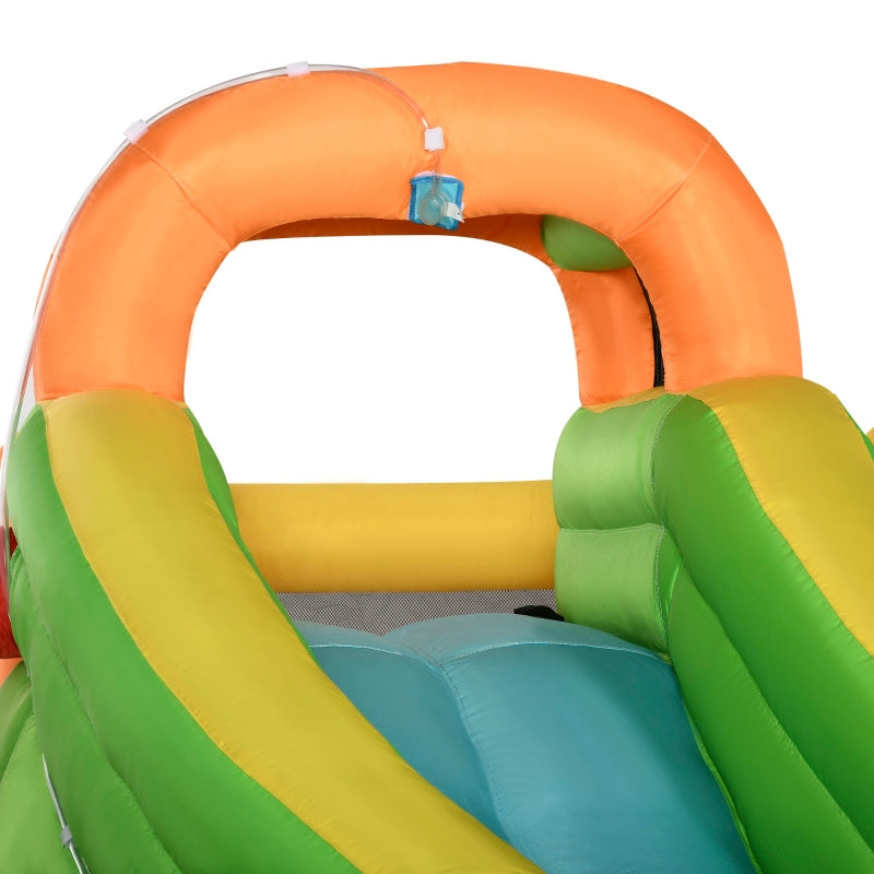 Outsunny 7 in 1 Kids Bouncy Castle Water Slide Bounce House Includes Slide, Trampoline, Pool, Water Gun, Ball-target, Boxing Post Tunnel w/Air Blower