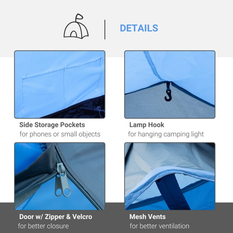 Outsunny 2-3 Man Tunnel Tents w/ Vestibule Camping Tent Porch Air Vents Rainfly Weather-Resistant Shelter Fishing Hiking Festival Shelter Home