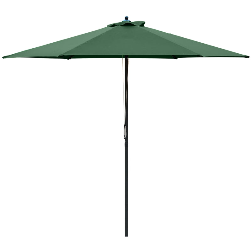 Outsunny 2.8m Patio Parasols Umbrellas Outdoor 6 Ribs Sunshade Canopy Manual Push Garden Backyard Furniture, Green