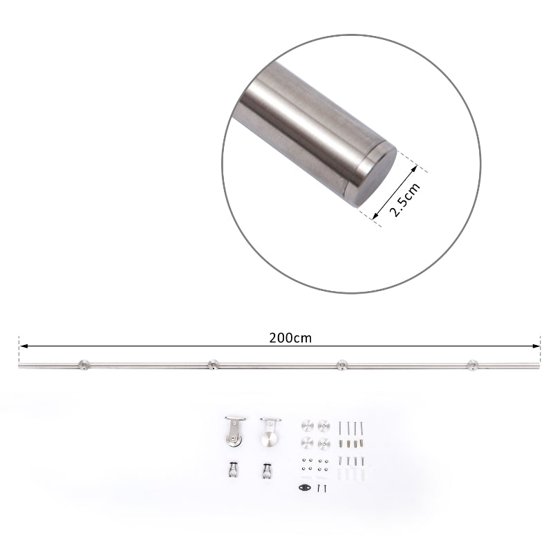 HOMCOM 35-45mm Track Stainless Steel Sliding Door Kit Silver