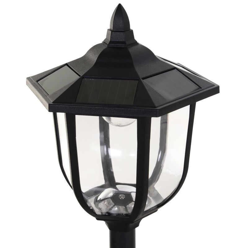 Outsunny 1.77m Tall Free-Standing ABS Garden Solar LED Lamp Post Black