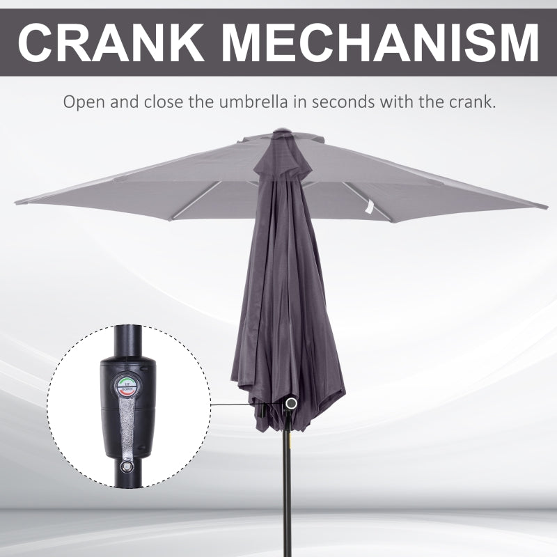 Outsunny 2.7 m Patio Umbrella, Aluminum Frame-Grey