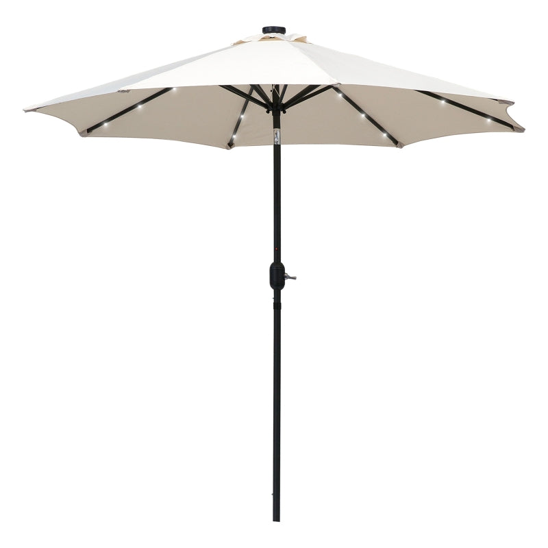 Outsunny 24 LED Solar Powered Parasol Umbrella-Creamy White