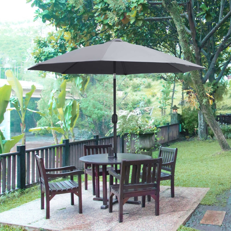 Outsunny 2.7M Garden Parasol, Patio Sun Umbrella, Tilt Shade Shelter Canopy, Aluminium Frame, Charcoal Grey