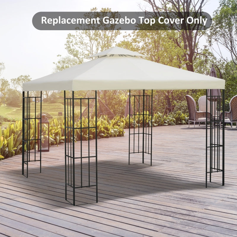 Outsunny 3 x 3(m) Gazebo Canopy Roof Top Replacement Cover Spare Part Cream White (TOP ONLY)