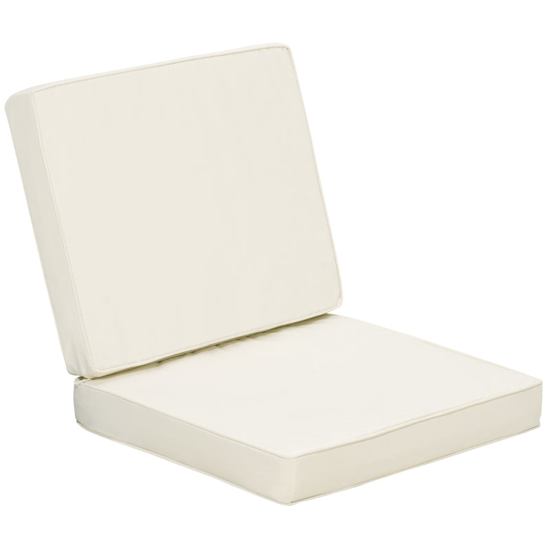 Outsunny Set of 2 Garden Seat and Back Cushion Set, Replacement Cushions for Outdoor Furniture with Seat Cushion and Back Cushion, Cream White