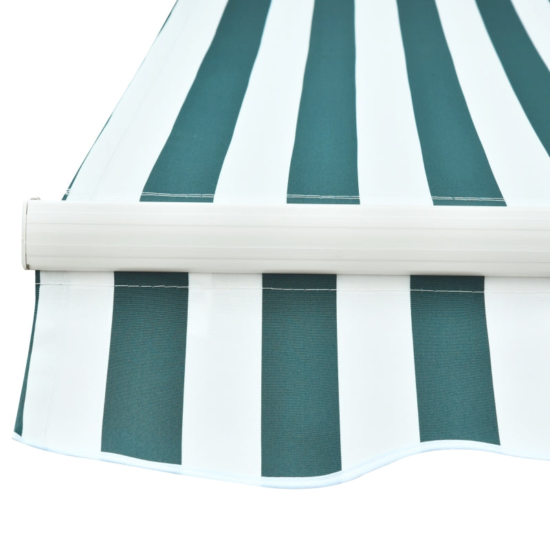 Outsunny 3m x 2.5m Garden Patio Manual Awning Canopy Sun Shade Shelter with Winding Handle Retractable - Green/White