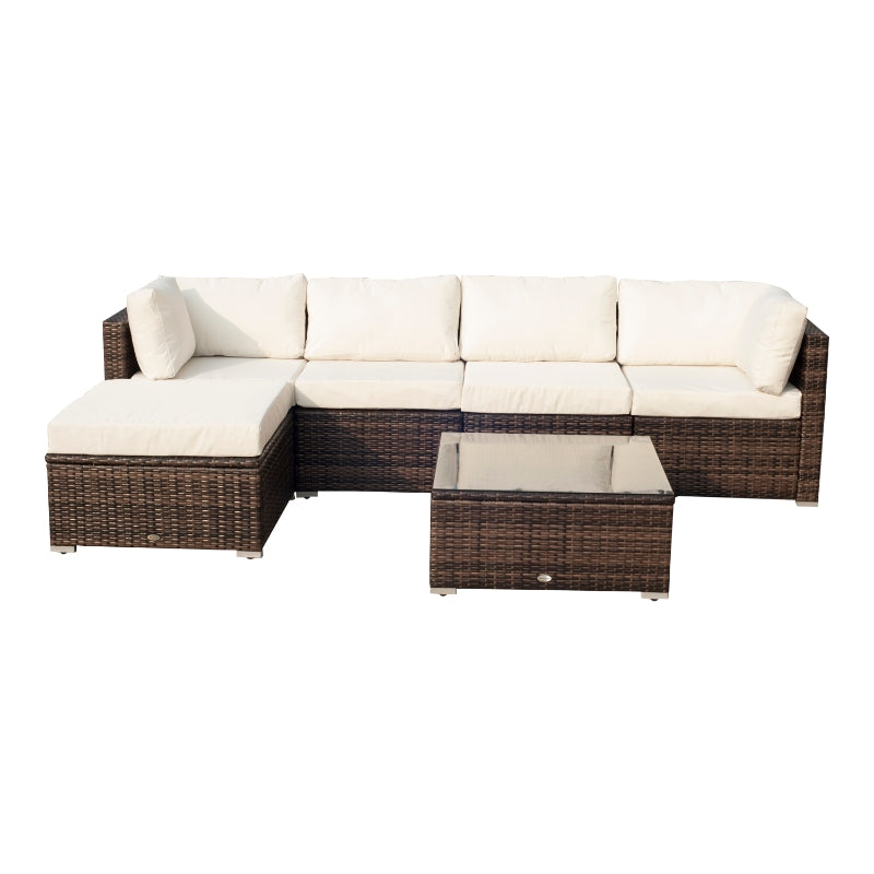 Outsunny 5-Seater Rattan Furniture Set- Brown/Milk White