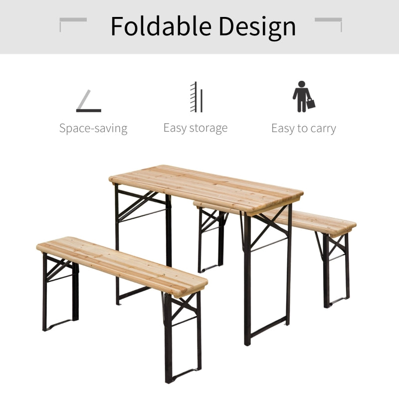 Outsunny Picnic Wooden Table and Bench Set