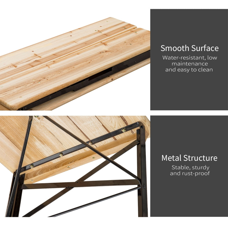 Outsunny Picnic Wooden Table and Bench Set